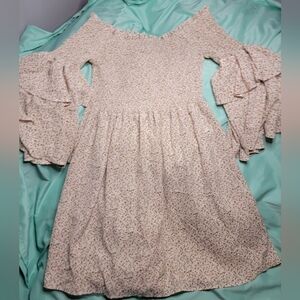 Womens Shein Ditsy Floral Shirred Bodice Bardot Dress  